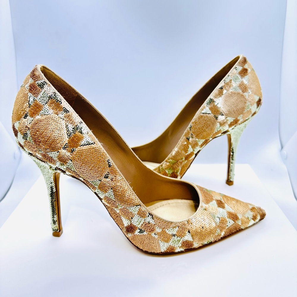 CHRISTIAN DIOR gold sequin pumps